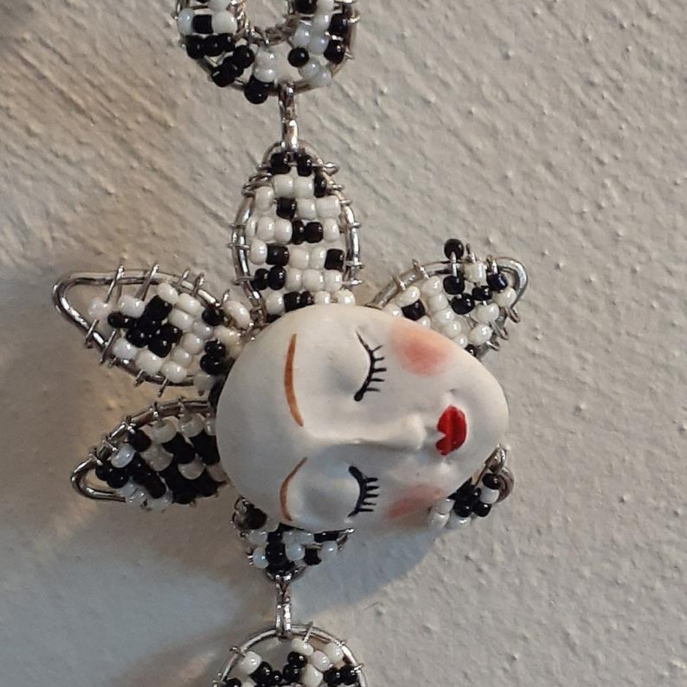 OOAK Handmade Beaded Doll Face Bracelet